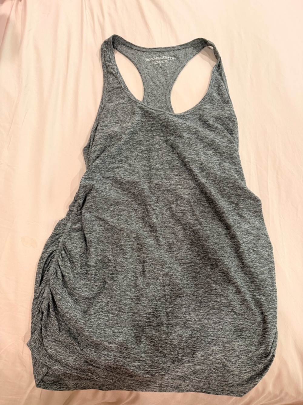 Beyond the Bump Gray Racerback Tank with Side Ruching
